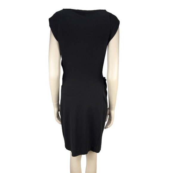 DIANE‎ VON FURSTENBERG Gabi Knit Suiting Jersey Ruched Sheath Black Dress Size 6 - Picture 5 of 11